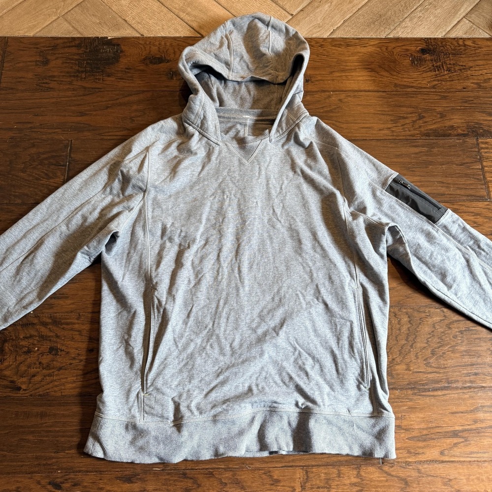 Lululemon Hoodie Mens XL Gray Knit Pullover Sleeve Zip Pocket Athletic Running